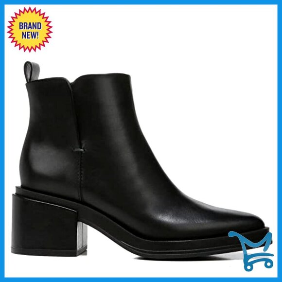 Amazon.com | Women Premium Leather Ankle Booties with Chunky Block Heel, Side Zip